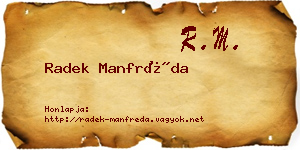 Radek Manfréda névjegykártya